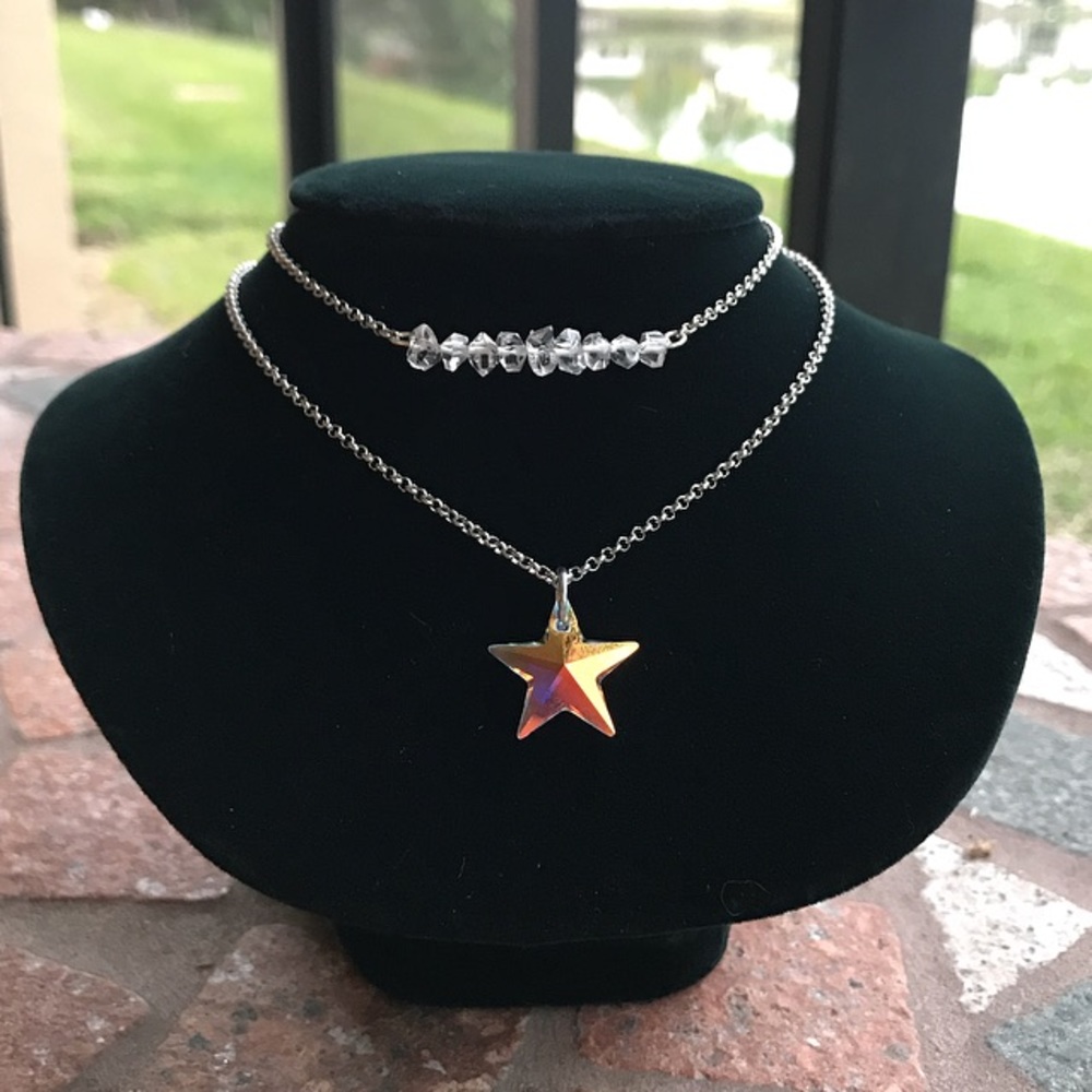 Genuine herkimer diamonds swarovski star necklace - Picture 2 of 8